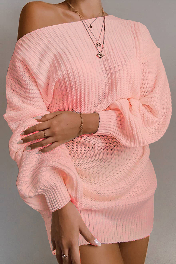 Valenzora | Casual autumn off-the-shoulder knit dress for women