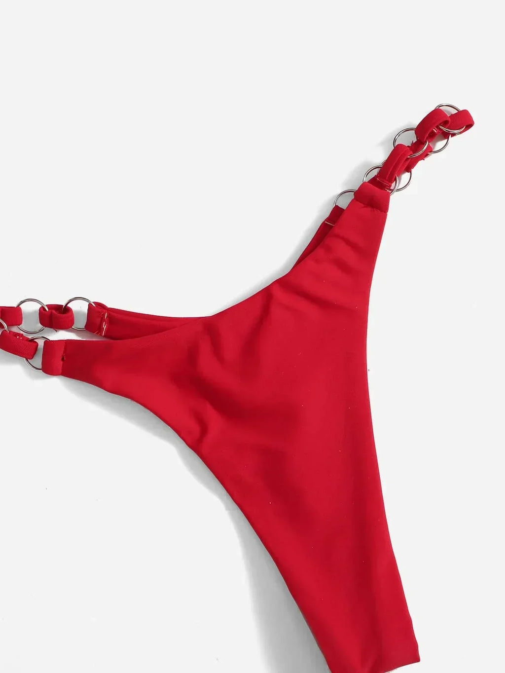 Valenzora | Roter Neckholder-Dreiecks-Bikini mit Ringdetail für Damen