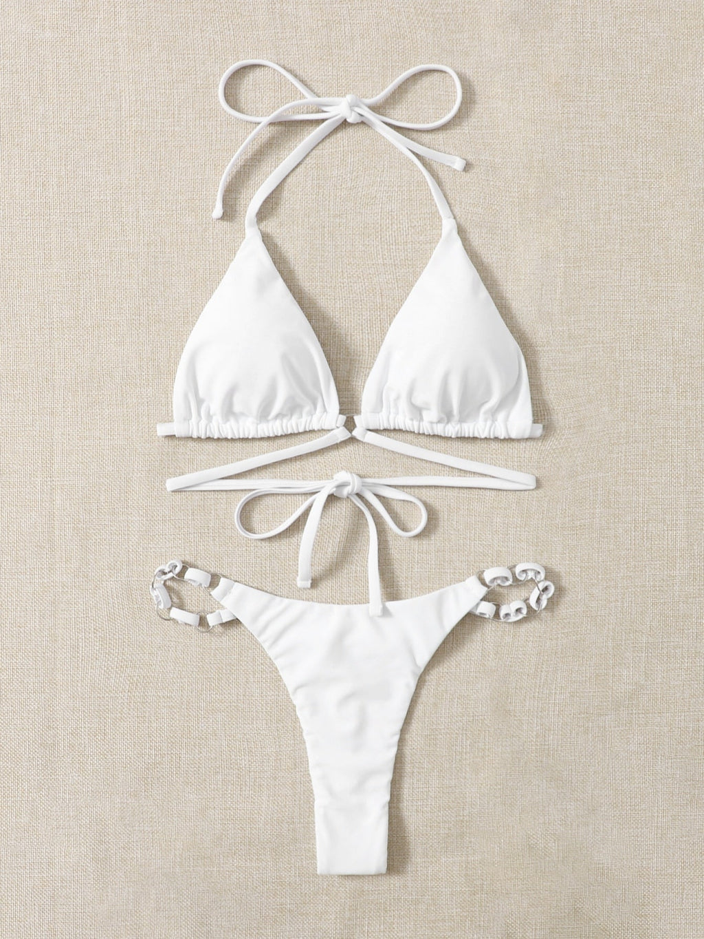 Valenzora | Roter Neckholder-Dreiecks-Bikini mit Ringdetail für Damen