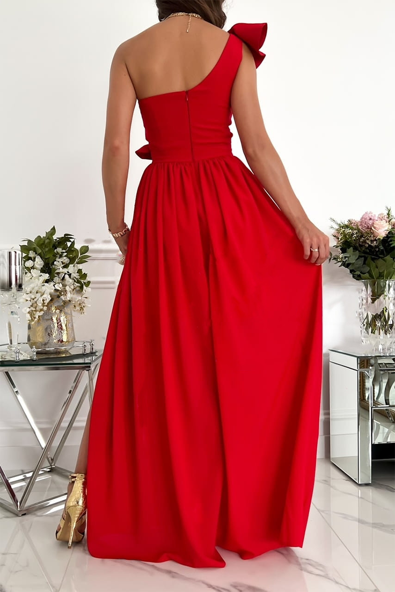 Valenzora | Casual solid-color flounce one-shoulder cake skirt dresses - 6 colors