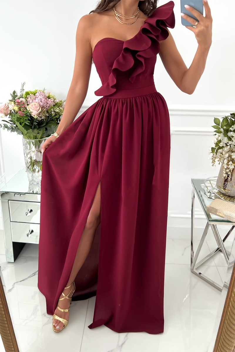 Valenzora | Casual solid-color flounce one-shoulder cake skirt dresses - 6 colors
