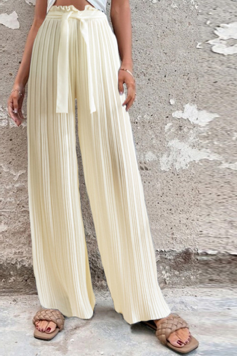 Valenzora | Fashion Plissierte Weite Hose mit Hoher Taille und Weitem Bein in Unifarbe - 4 Farben