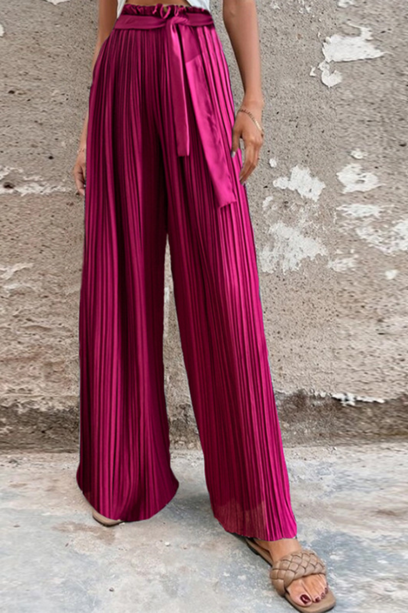 Valenzora | Fashion Plissierte Weite Hose mit Hoher Taille und Weitem Bein in Unifarbe - 4 Farben
