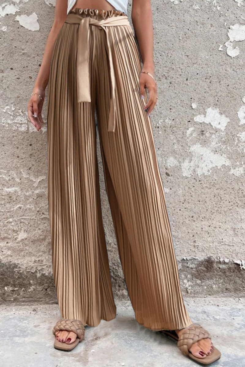 Valenzora | Fashion Plissierte Weite Hose mit Hoher Taille und Weitem Bein in Unifarbe - 4 Farben