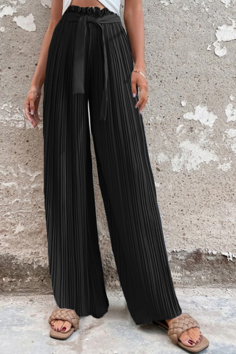 Valenzora | Fashion Plissierte Weite Hose mit Hoher Taille und Weitem Bein in Unifarbe - 4 Farben