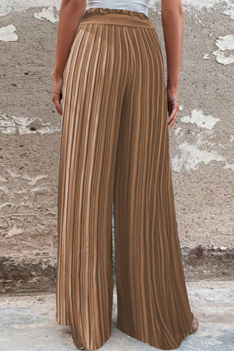 Valenzora | Fashion Plissierte Weite Hose mit Hoher Taille und Weitem Bein in Unifarbe - 4 Farben