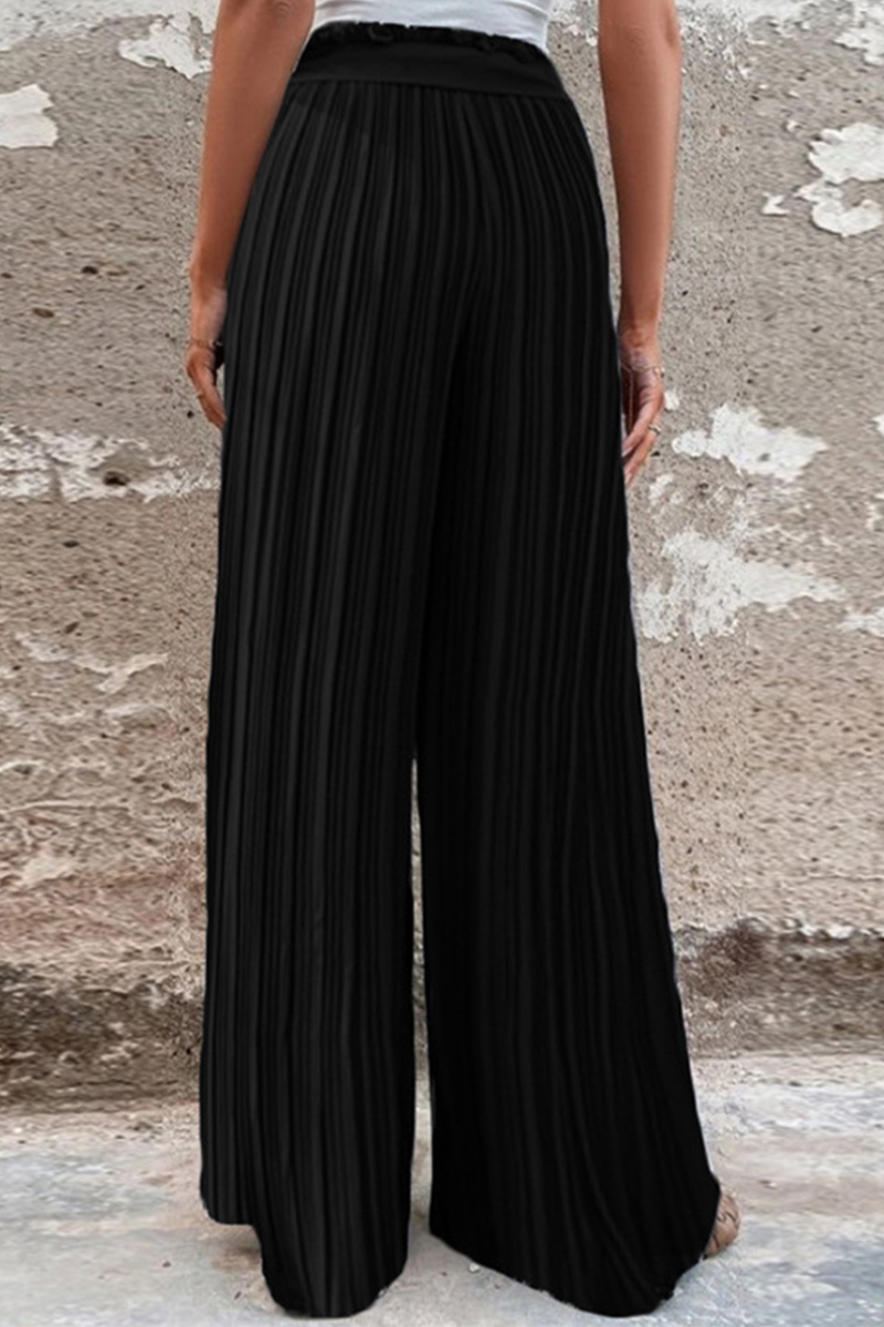 Valenzora | Fashion Plissierte Weite Hose mit Hoher Taille und Weitem Bein in Unifarbe - 4 Farben