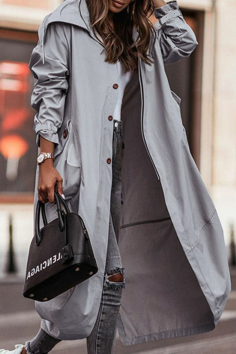 Valenzora | Casual Solid Patchwork Skirt Collar Outerwear