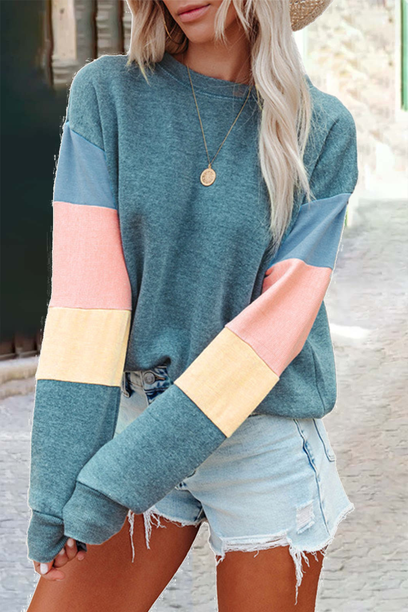 Valenzora | Street Solid Patchwork O Neck Top