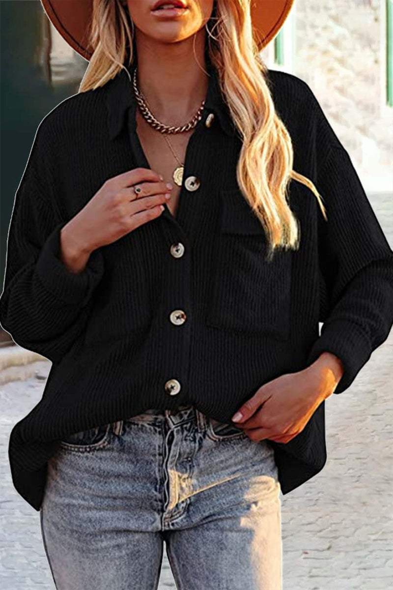 Valenzora | Cut Corduroy Jacket with Folded-Over Collar for Women