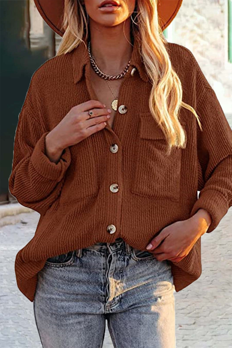 Valenzora | Cut Corduroy Jacket with Folded-Over Collar for Women