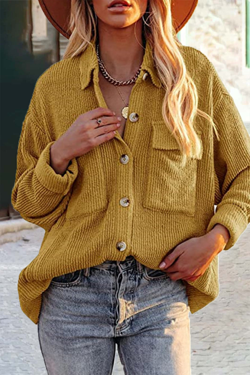 Valenzora | Cut Corduroy Jacket with Folded-Over Collar for Women