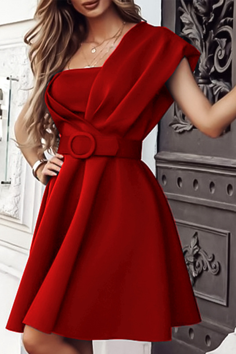 Valenzora | Partykleider mit solidem Patchwork, One Shoulder und Taillenrock