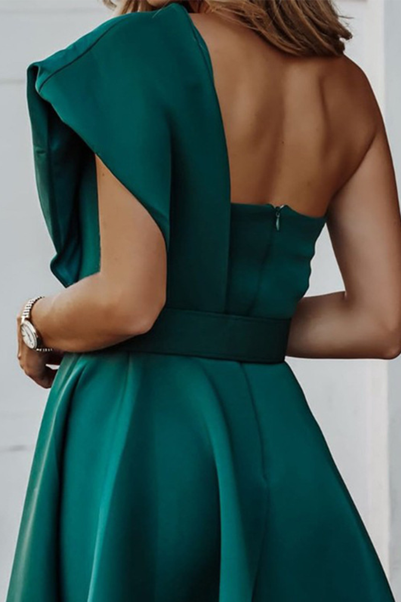 Valenzora | Partykleider mit solidem Patchwork, One Shoulder und Taillenrock