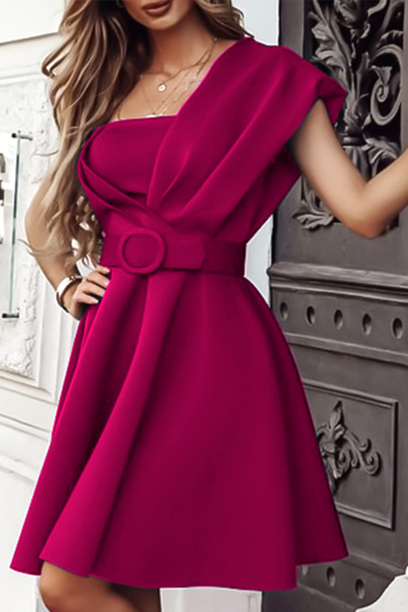 Valenzora | Partykleider mit solidem Patchwork, One Shoulder und Taillenrock