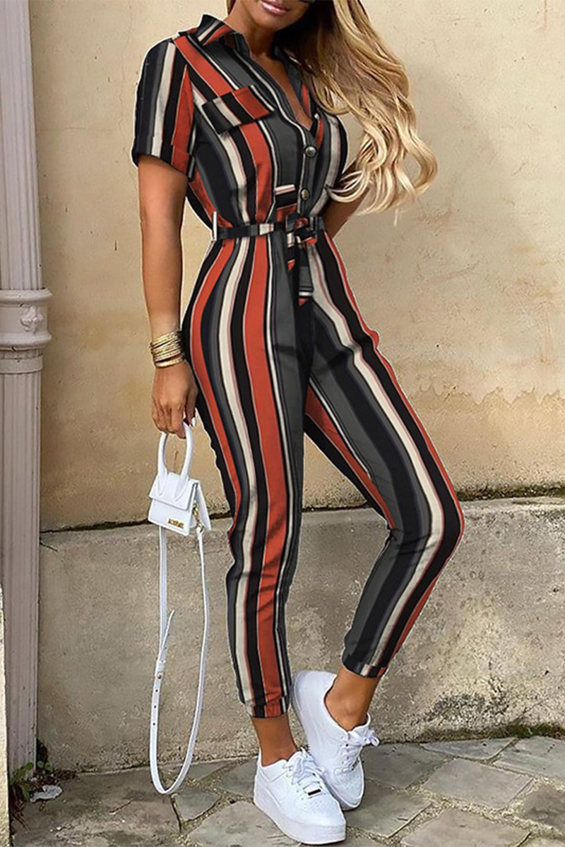 Valenzora | Lässiger Jumpsuit mit Print, Patchwork und Umlegekragen