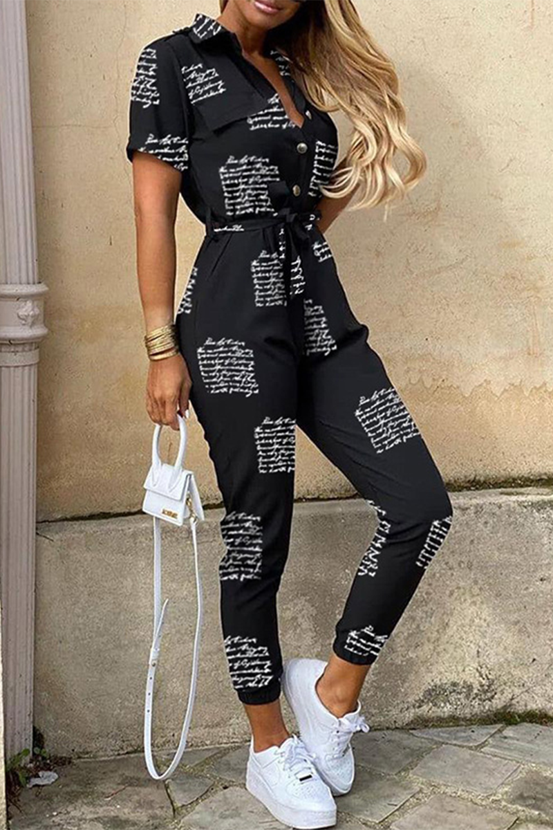 Valenzora | Lässiger Jumpsuit mit Print, Patchwork und Umlegekragen