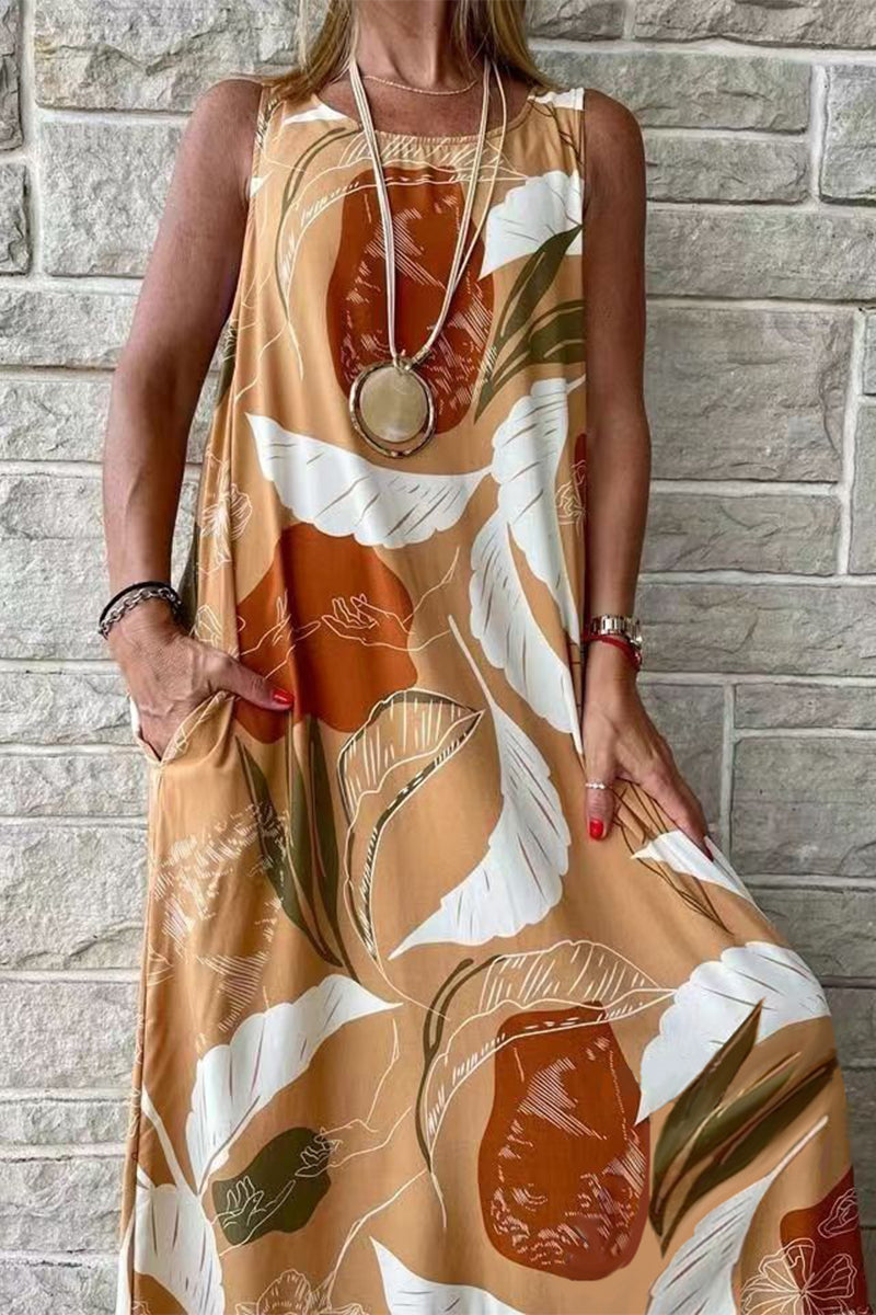Valenzora | Lässiges Blumen-O-Neck-Kleid mit Print