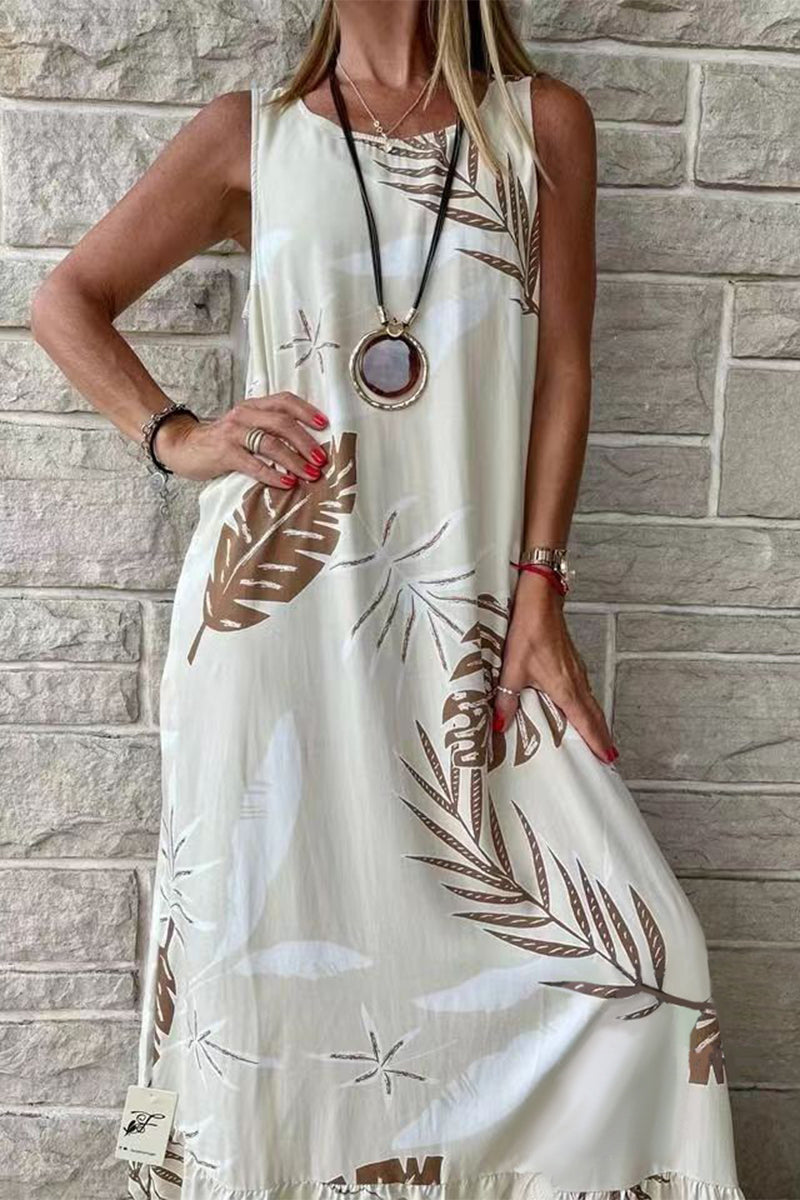 Valenzora | Lässiges Blumen-O-Neck-Kleid mit Print