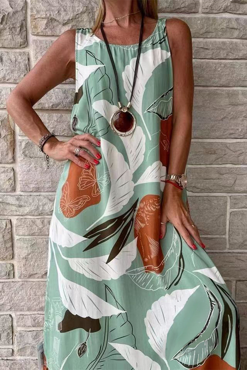 Valenzora | Lässiges Blumen-O-Neck-Kleid mit Print