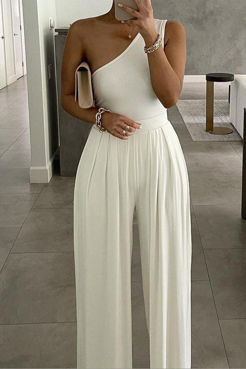 Valenzora | Casual Simplicity Solid Color Asymmetrical One-Sided Loose Overall