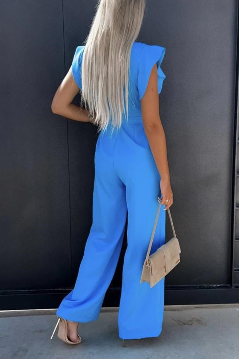 Valenzora | Elegant Solid Color Pockets Frenulum O-Neck Regular Jumpsuits - 5 Colors