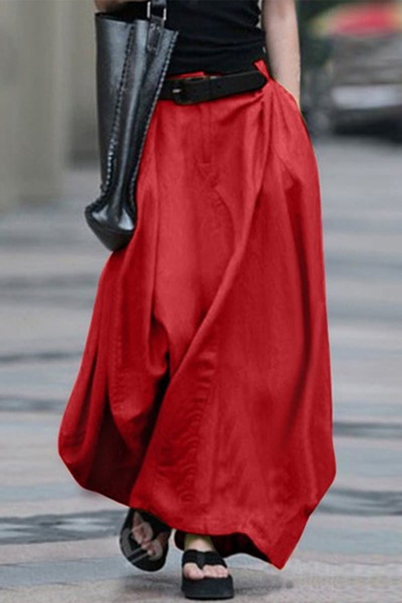 Valenzora | Casual simplicity, solid color, no belt, loose, high waist, type A, solid color trousers