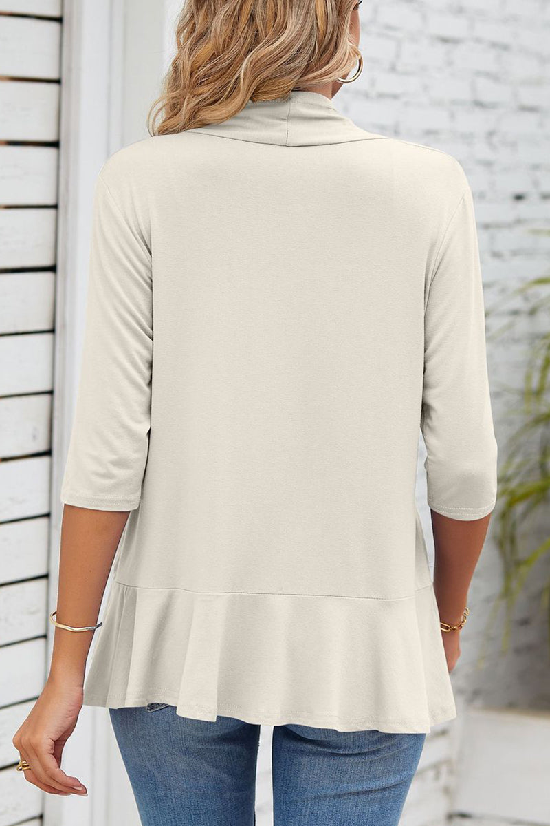 Valenzora | Daily Simplicity Solid Flounce V-Neck Outerwear