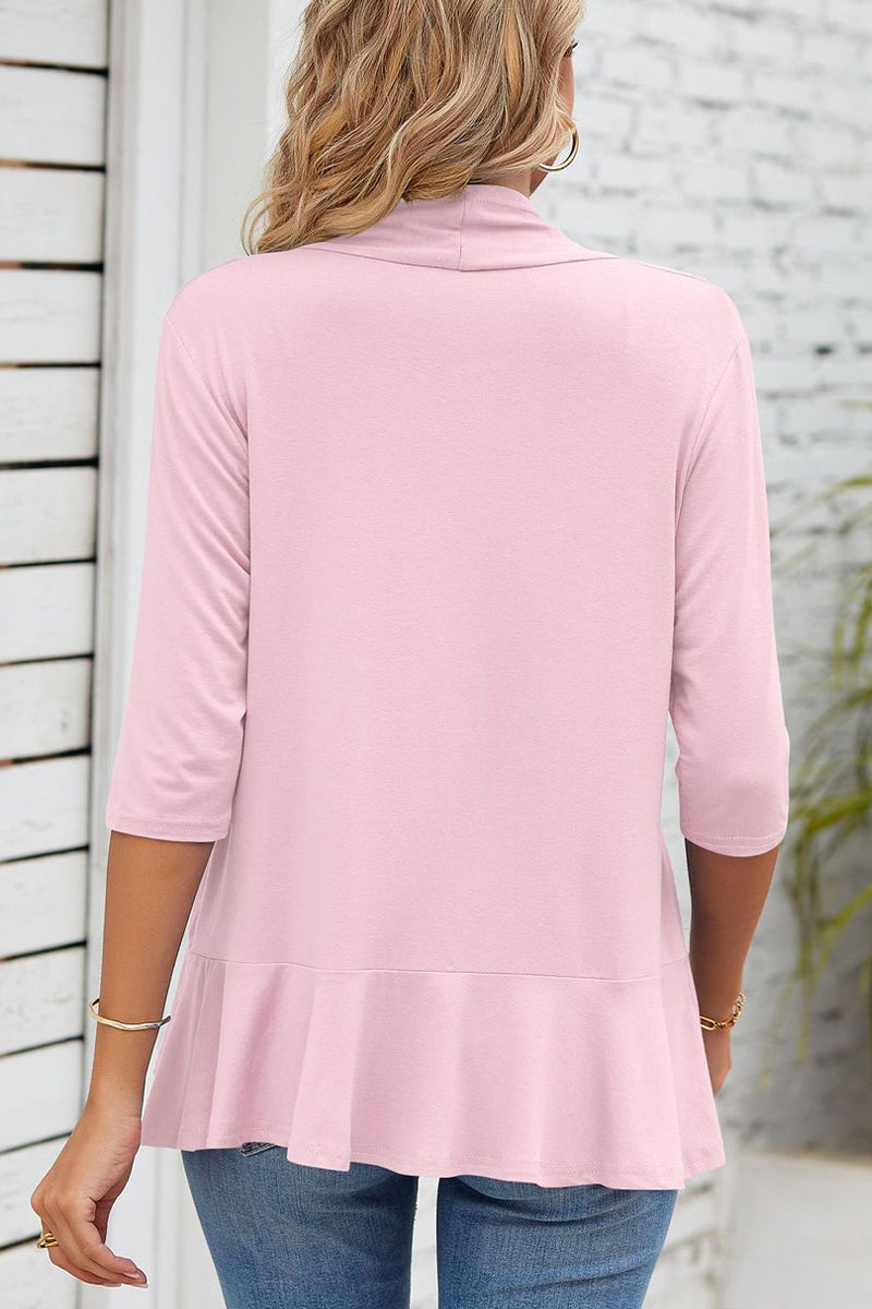 Valenzora | Daily Simplicity Solid Flounce V-Neck Outerwear