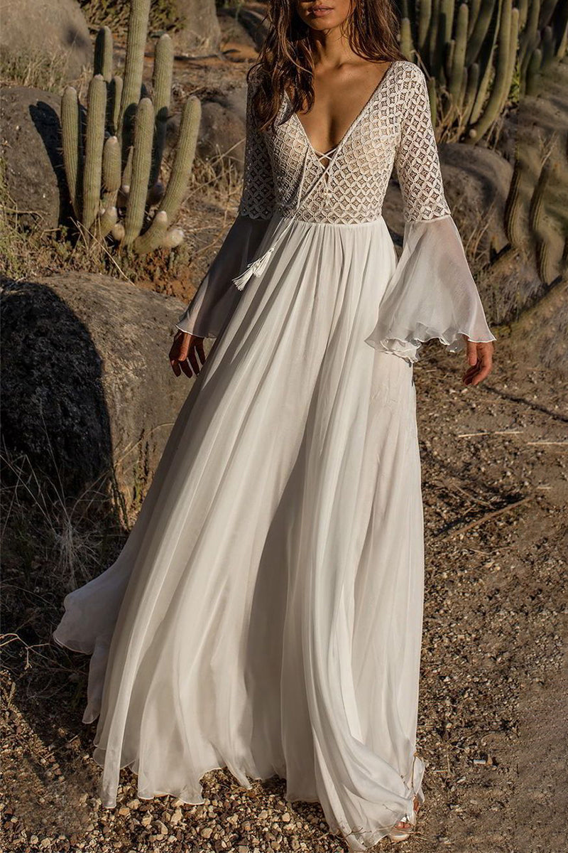 Valenzora | Sexy Solid Color Lace V-Neck Evening Dresses