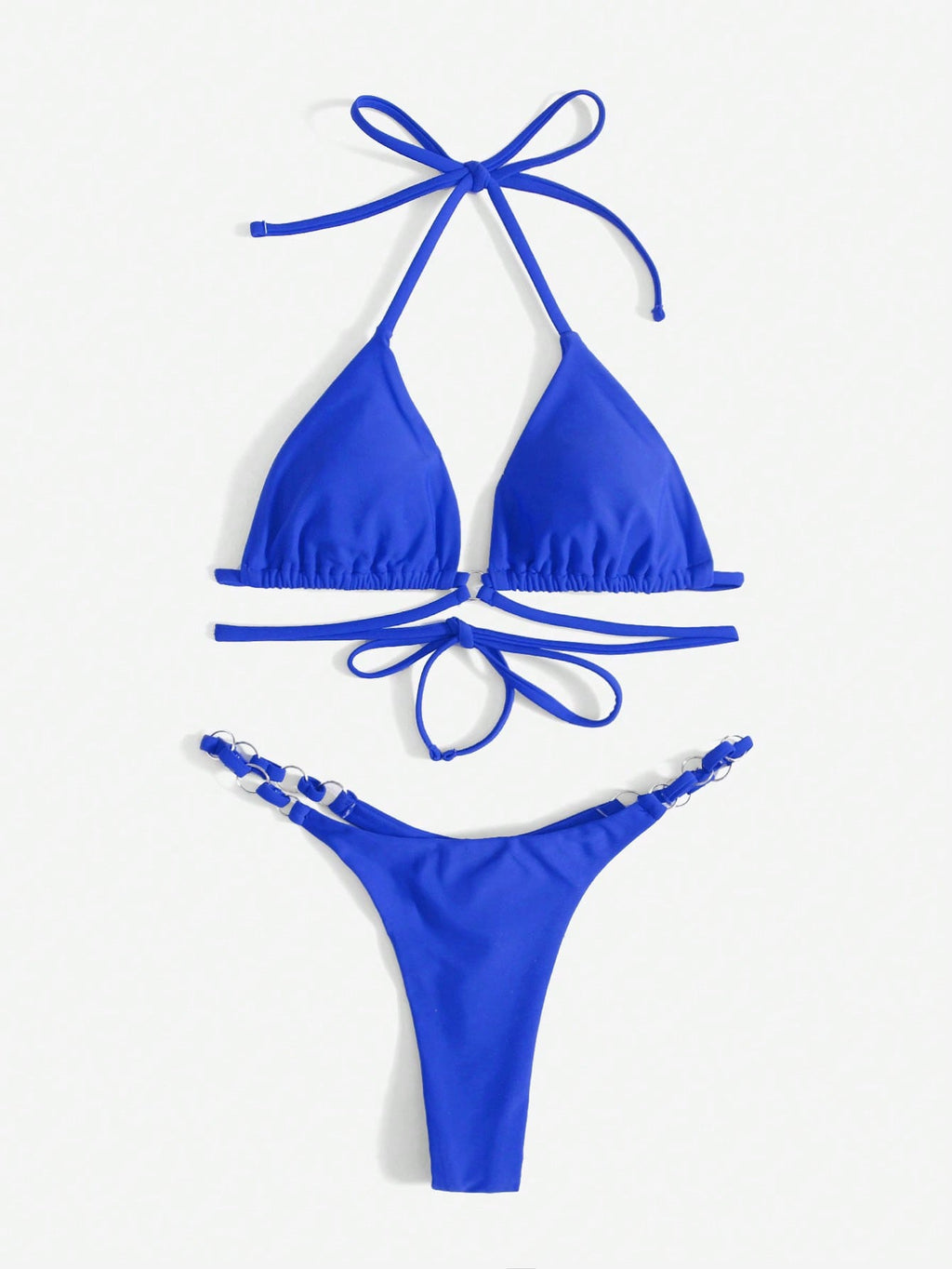 Valenzora | Roter Neckholder-Dreiecks-Bikini mit Ringdetail für Damen
