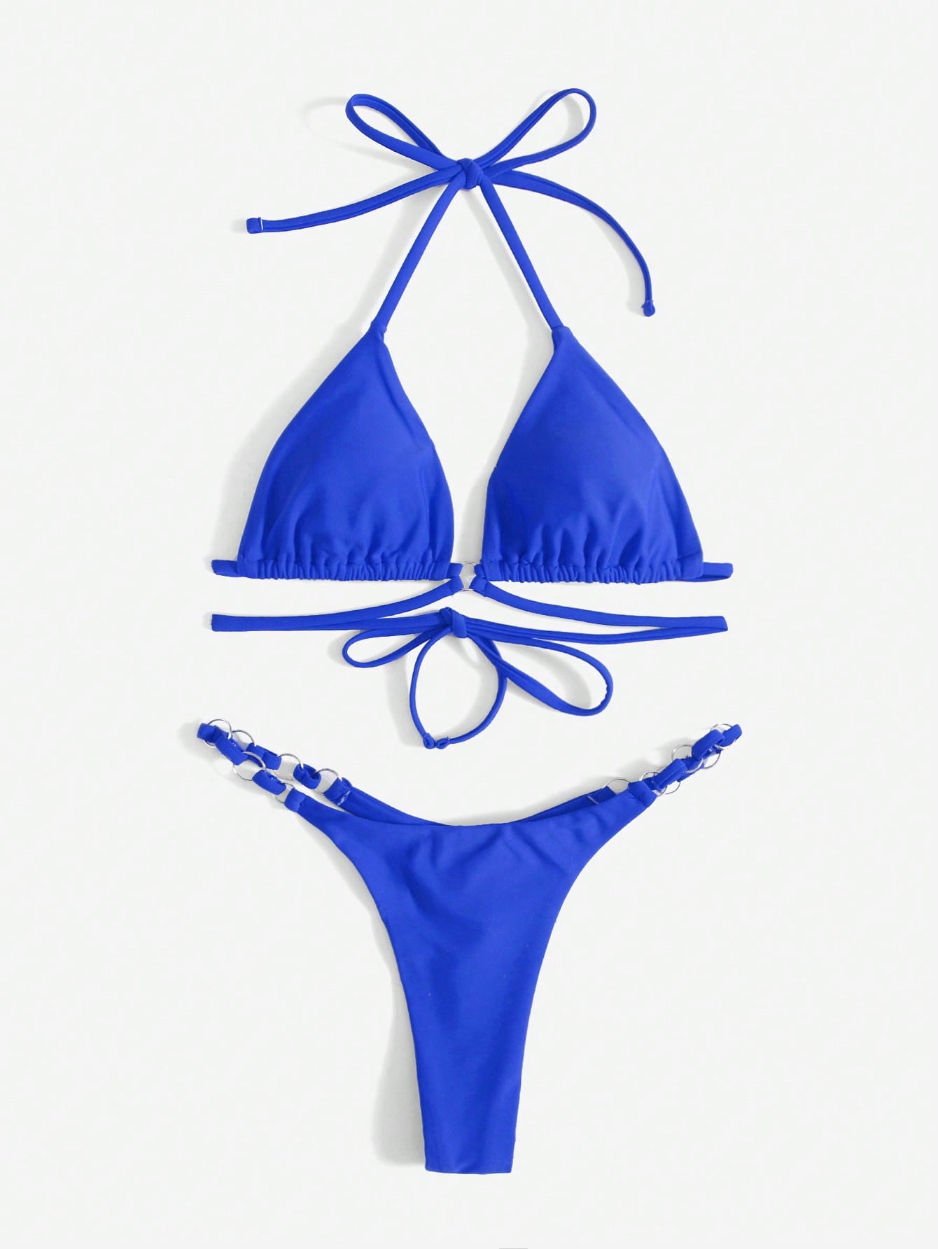 Valenzora | Roter Neckholder-Dreiecks-Bikini mit Ringdetail für Damen