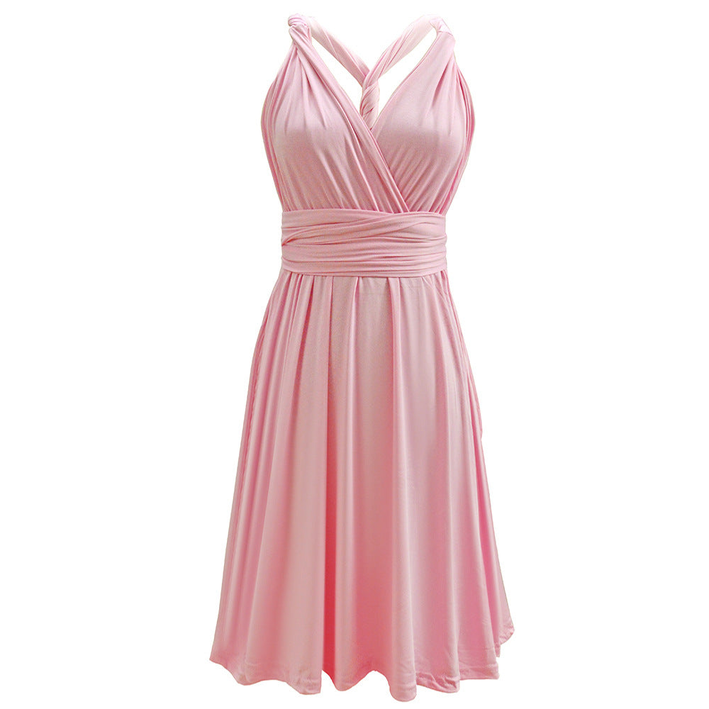 Women's wrap dress with elegant ruching and deep V-neck, size