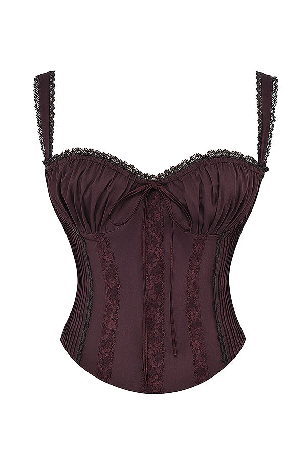 Valenzora | Rich Brown Lace Corset On The Back