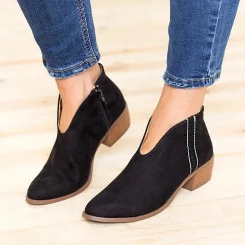 Valenzora | Sexede Ankle Boots with V-Neck Zipper for Women