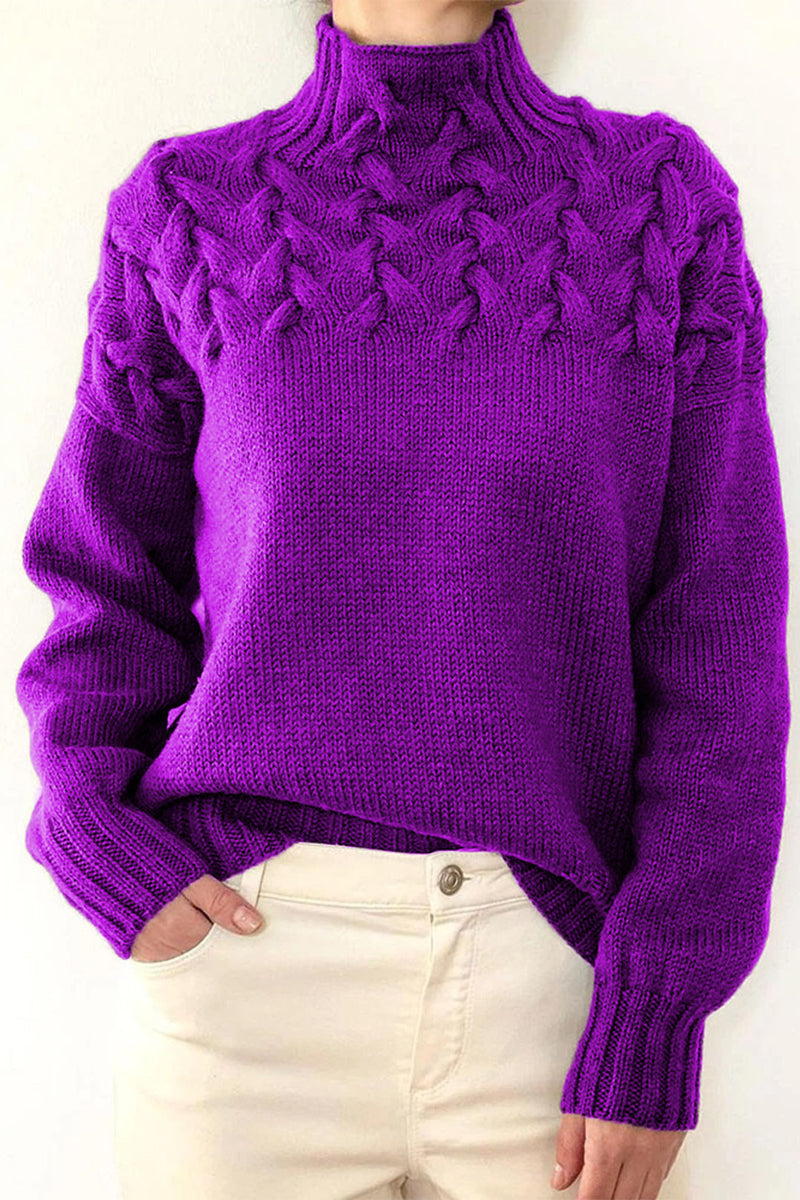 Valenzora | Casual solid color knit turtleneck sweater - 11 colors