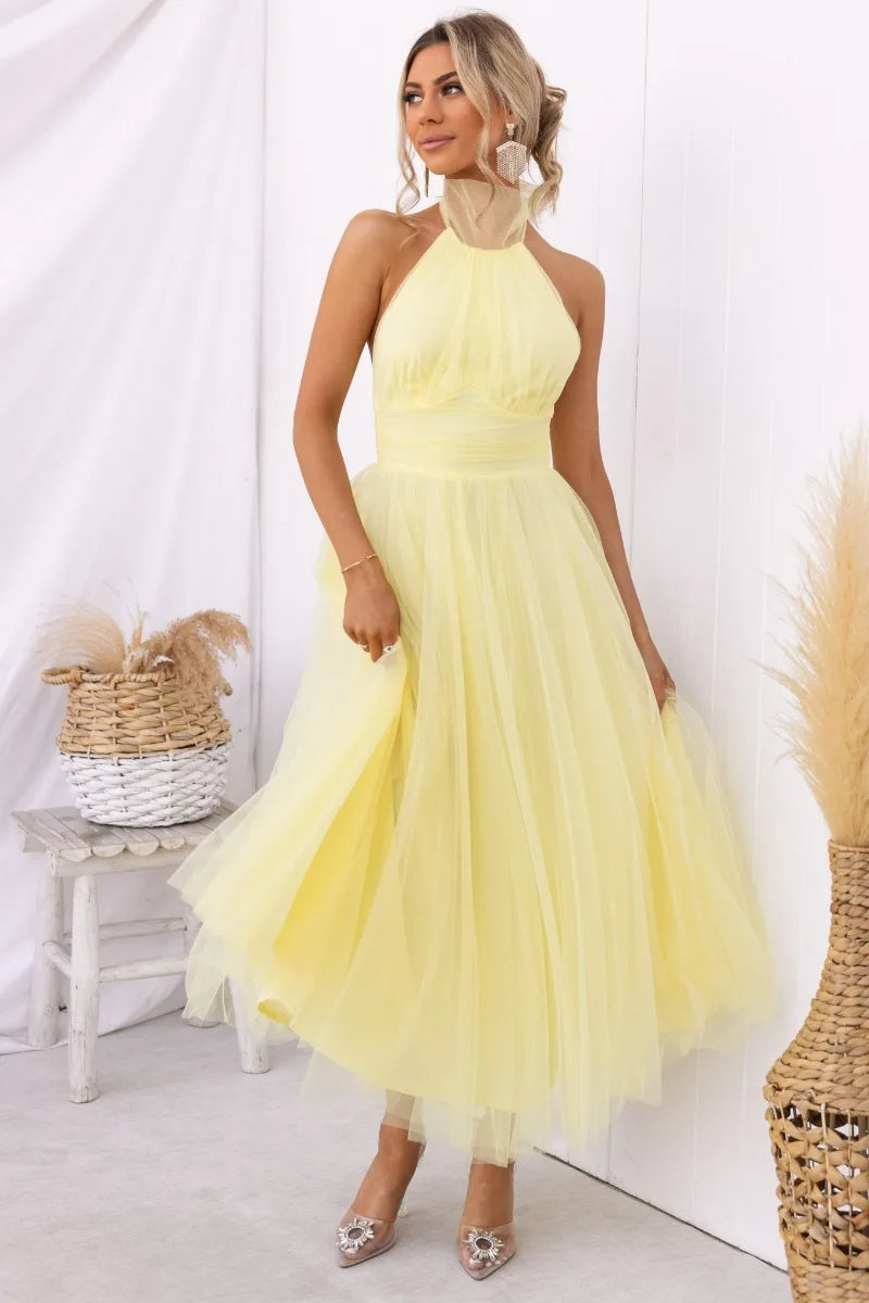 Valenzora | Halter Tulle Midi Dress