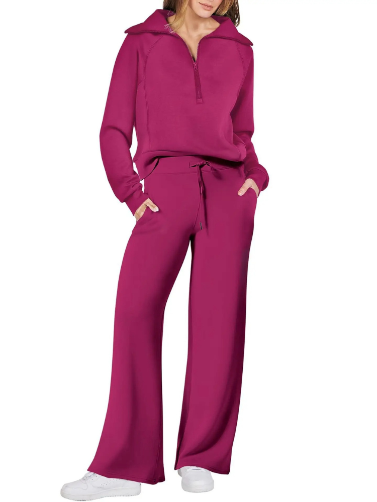 Valenzora | Bequemes Loungewear-Set für Damen mit Stehkragen und Kordelzug, modernes Set