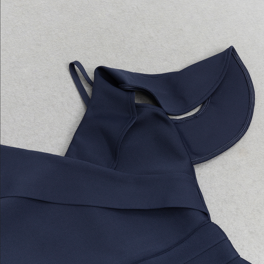 Midikleid mit umklappbarem Bund | Blau