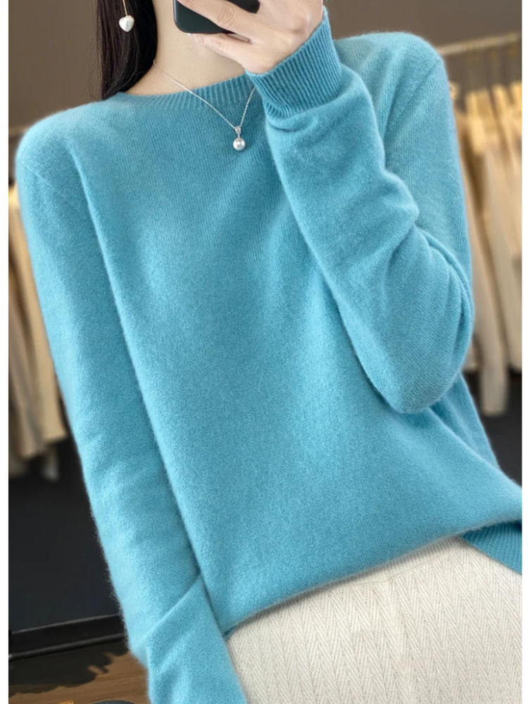 Valenzora | Women's Cashmere Sweater, Round Neck, Soft and Elegant Knit Sweater
