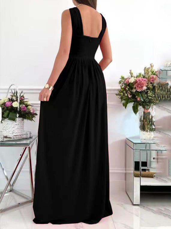 Valenzora | Women's Dresses Necktie Open Back Sleeveless Slit Dress
