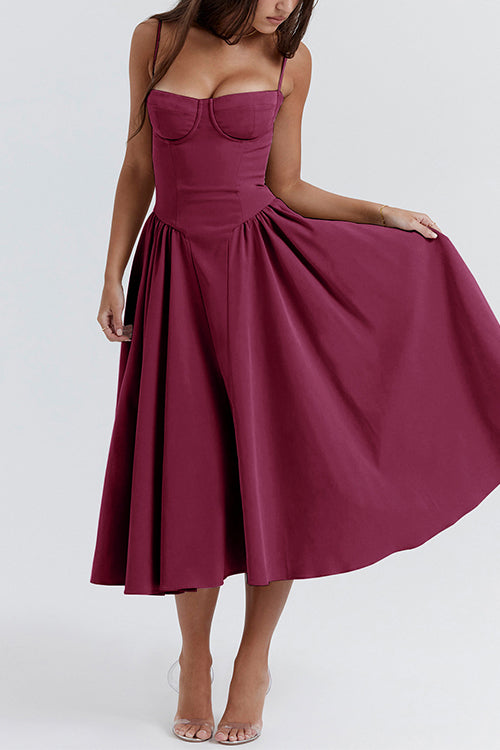 Valenzora | Rosiedress Spaghetti Strap Pocketed Corset Swing Midi Dress