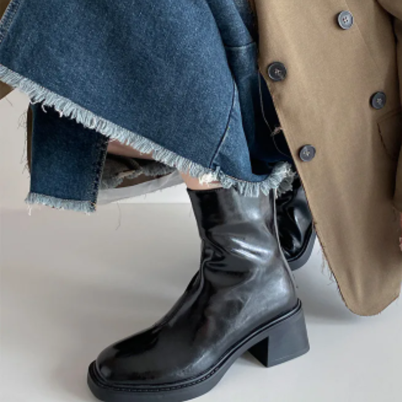 Valenzora | Elegante Stiefeletten aus Leder mit Blockabsatz für Damen