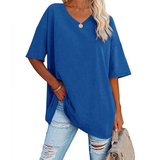 Valenzora | Casual Plus Size V-Neck T-Shirt for Women