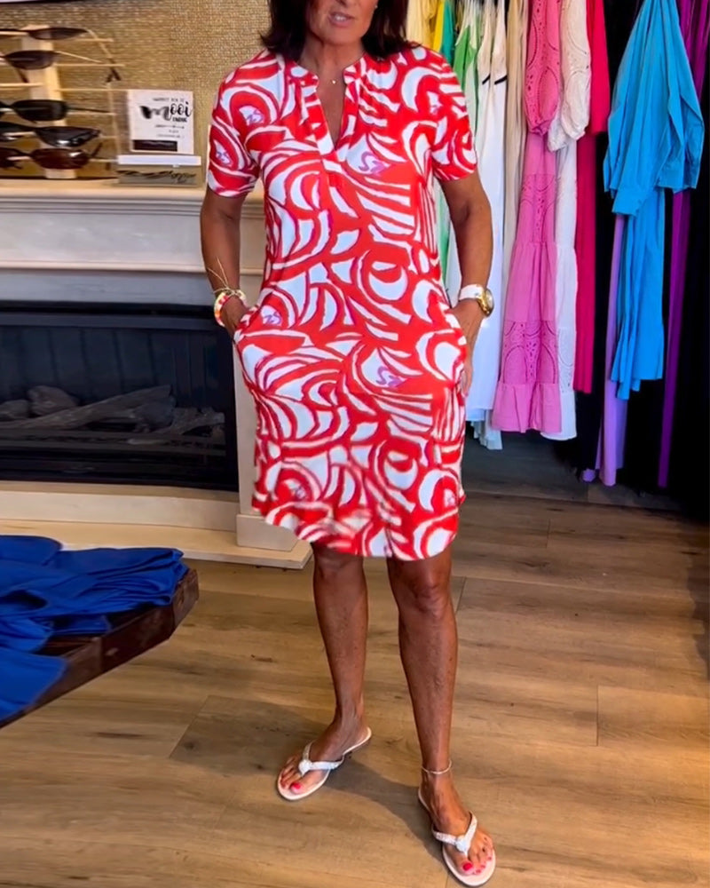 Valenzora | Lässiges, kurzärmliges Kleid mit Print
