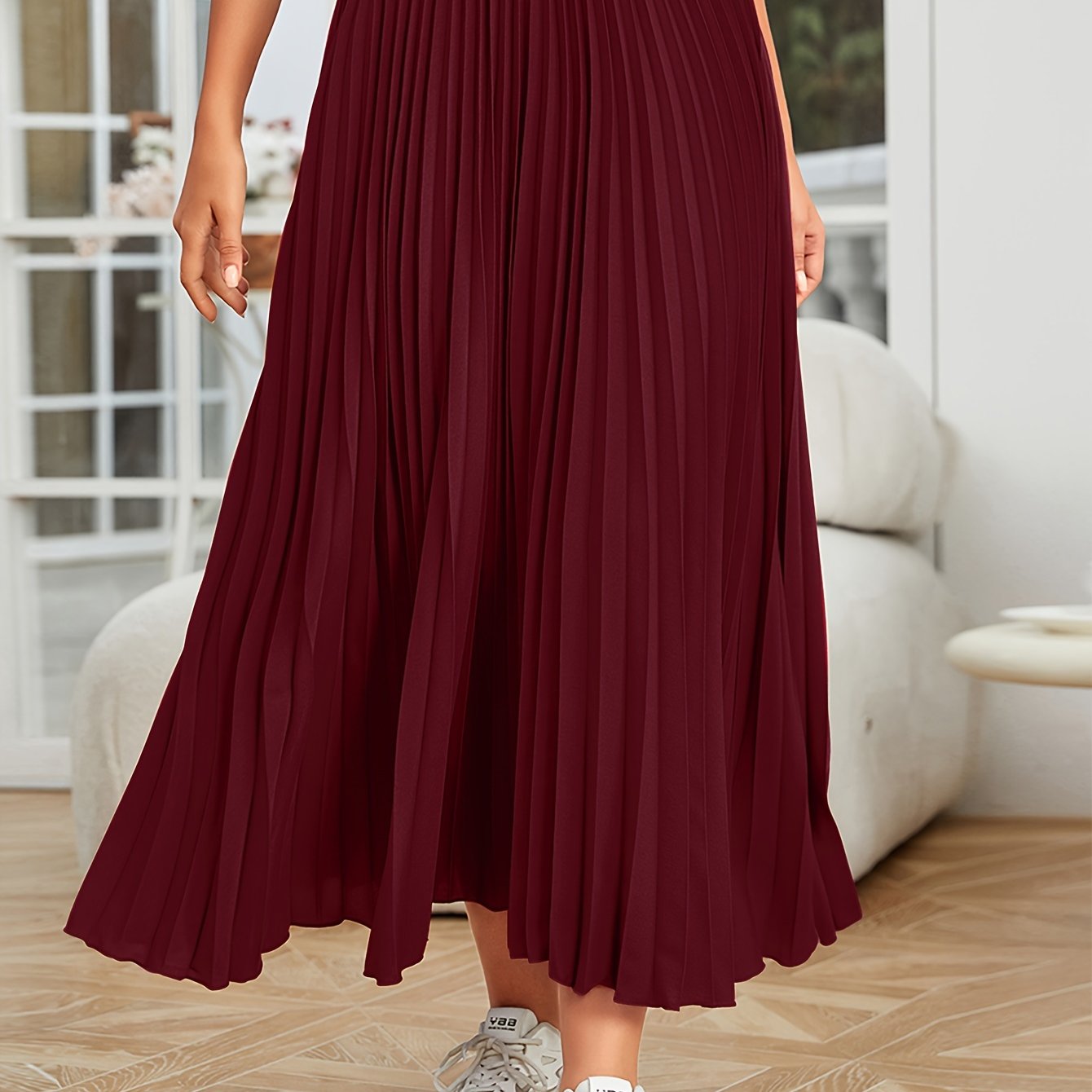 Valenzora | Pleated plain curly skirt