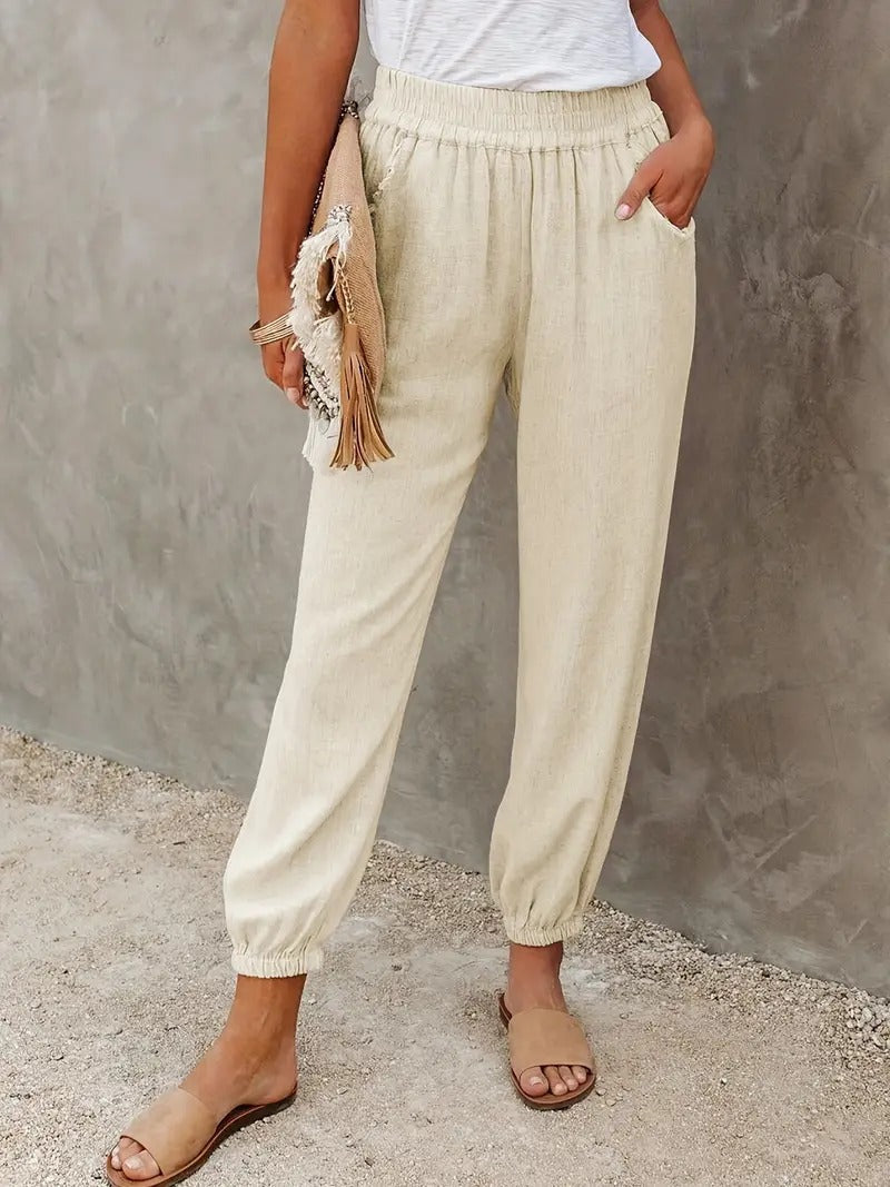 Valenzora - High-waisted long trousers