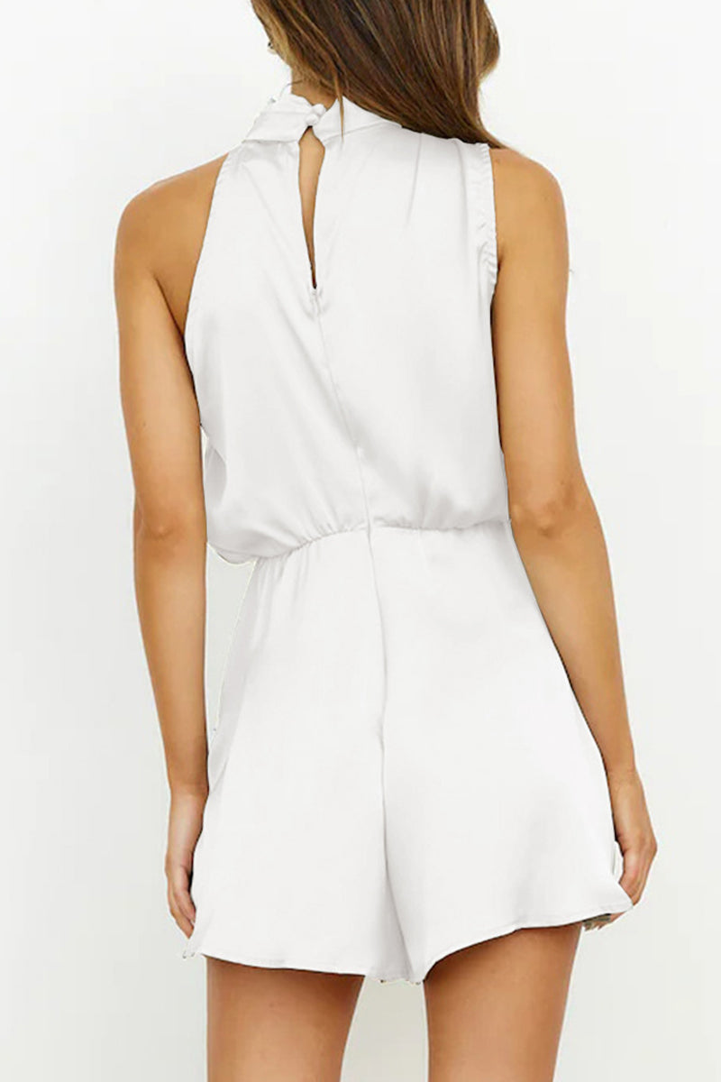 Valenzora | Elegant solid color folding halter overall