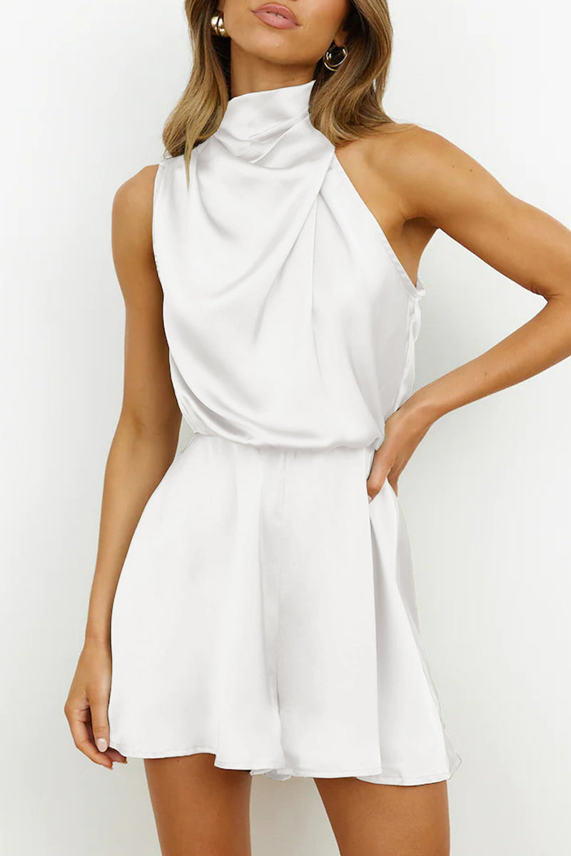 Valenzora | Elegant solid color folding halter overall