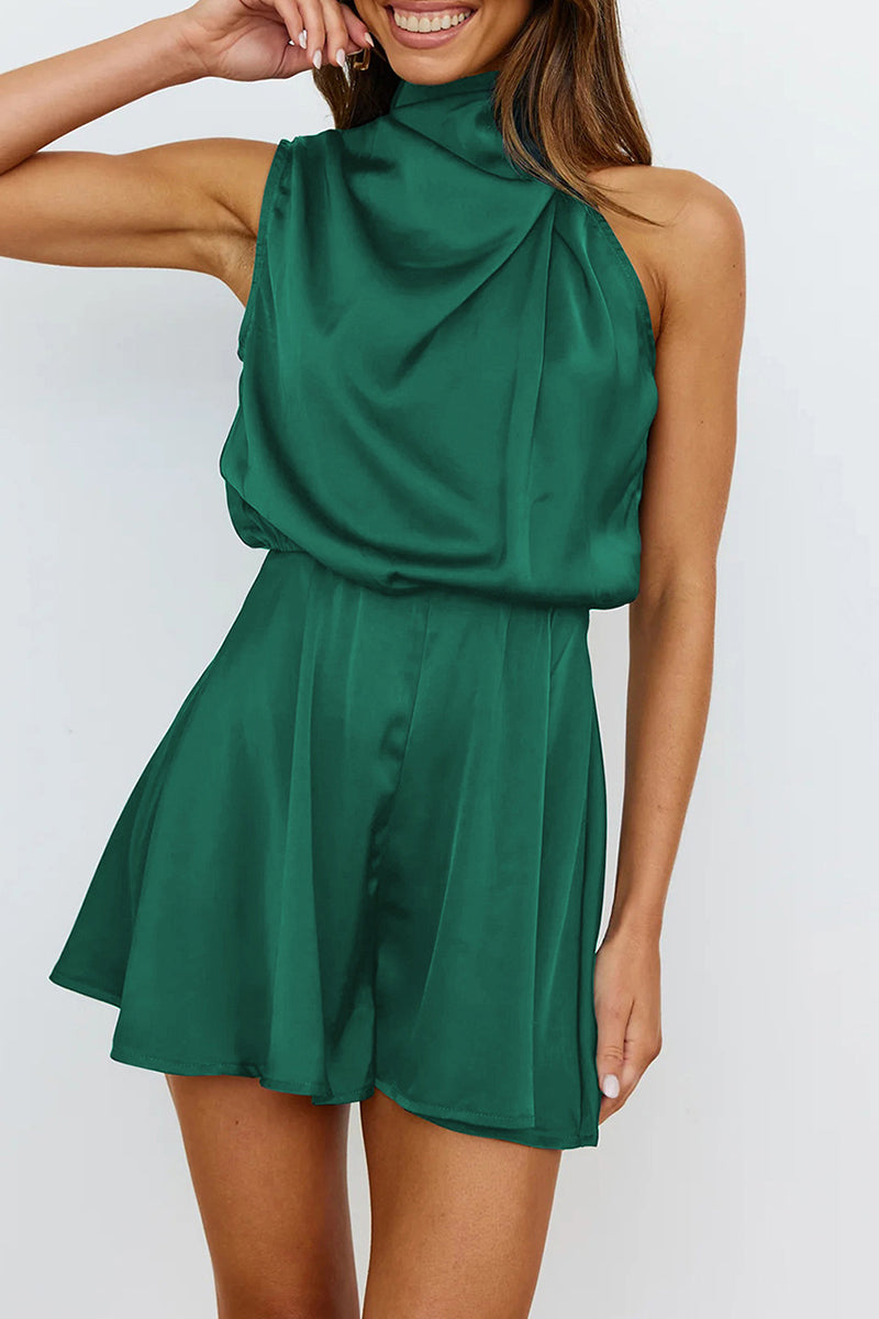 Valenzora | Elegant solid color folding halter overall